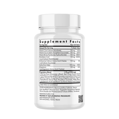 Vitamina C,B5, B6, D3, Calcio, Yodo, Magnesio y Combinado de Hierbas de Micahel's Health | Extractos orgánicos formulados para el equilibrio hormonal femenino | 90 tabletas vegetarianas