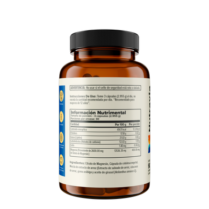 Citrato de Magnesio 400 mg para Energía y Relajación Muscular | Nutravia |  90 y 180 Cápsulas