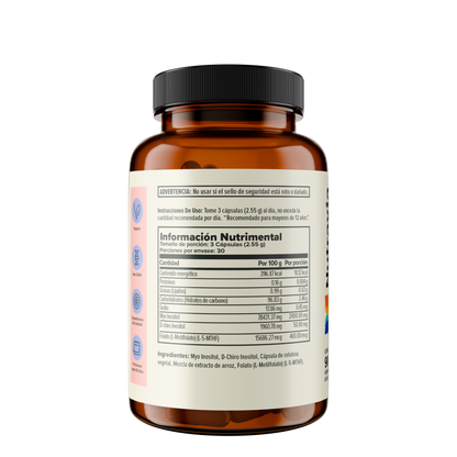 Myo & D-Chiro Inositol 40:1 para Equilibrio Hormonal | Nutravia | 90 Cápsulas