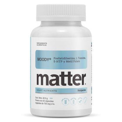 5-HTP + L-teanina, Moody de Matter | Contribuye enfoque, manejo del estrés  | 60 cápsulas