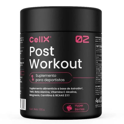 | Post Workout de Cellx | BCAAS, Zinc, Magnesio, Glutamina, L-Carnitina Bitartrato, Beta Alanina, TMG y AstraGin  300 gr