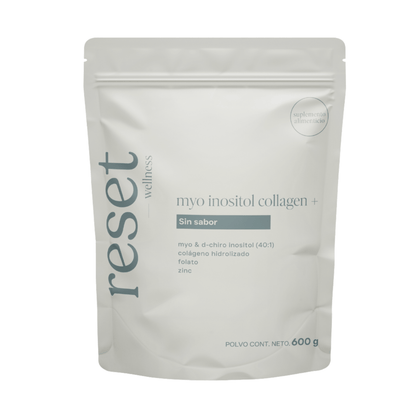 Myo inositol, D-chiro inositol, Colágeno Hidrolizado, Vitamina B9 (metilfolato), Zinc y Vitamina B6 | Myo Inositol Collagen Reset | 750 g