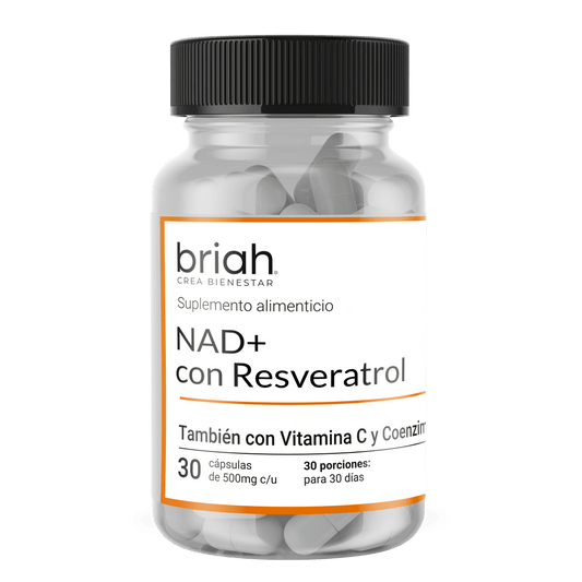 NAD+ con Resveratrol, Vitamina C y Coenzima Q10 de Briah | Protección Antioxidante | 30 cápsulas