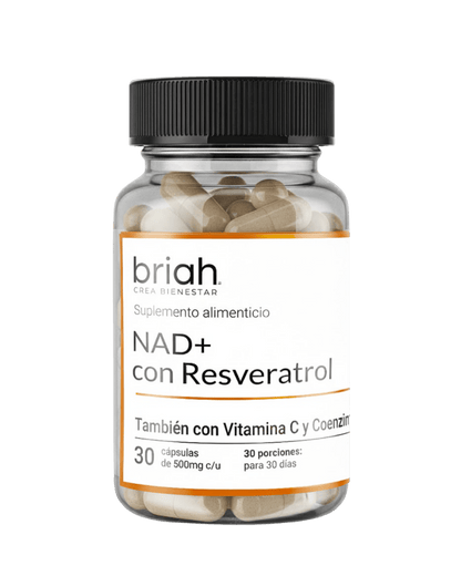 NAD+ con Resveratrol, Vitamina C y Coenzima Q10 de Briah | Protección Antioxidante | 30 cápsulas