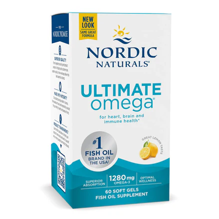 Omega 3 1280mg de Nordic Naturals | Apoyo de la función Cerebral, Ocular y Cardiovascular | 60 cápsulas blandas sabor Limón