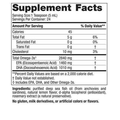 Omega 3 2840mg de Nordic Naturals | Apoyo de la función Cerebral, Ocular y Cardiovascular | 119ml sabor Limón