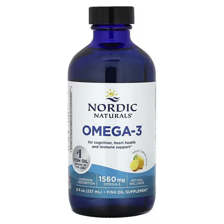 Omega-3 1560 mg de Nordic Naturals | Apoyo de la función Cerebral, Ocular y Cardiovascular | 237ml sabor a limón