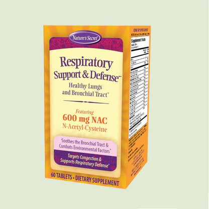 NAC 600 mg Respiratory Support de Nature’s Secret | Refuerza las defensas respiratorias | 60 tabletas