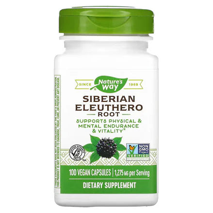 Raíz de Eleuthero Siberiano 1275mg de Nature's Way  | Contribuye a reducir la ansiedad y estrés | 100 cápsulas veganas