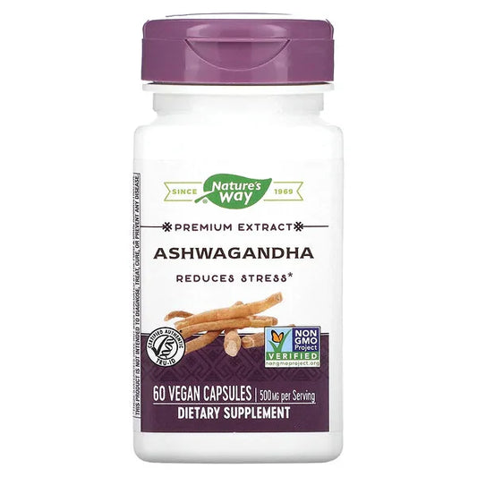 Extracto de Ashwagandha 500mg de Nature's Way  | Contribuye a reducir la ansiedad y el estrés | 60 cápsulas veganas