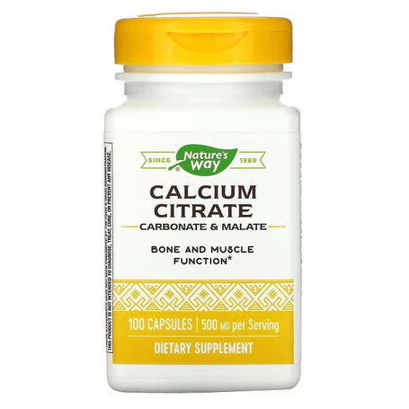 Citrato de Calcio 500mg de Nature's Way  | Contribuye a fortalecer los huesos y las articulaciones | 100 cápsulas veganas