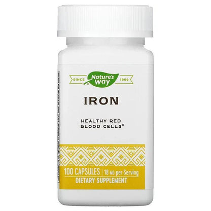 Gluconato de Hierro 18mg de Nature's Way  | Fortalece Sistema Inmune, contribuyendo a aumentar energía y reducir fatiga  | 100 cápsulas veganas