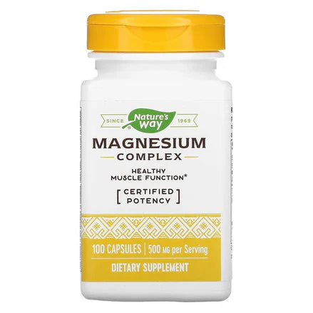 Complejo de Magnesio 500mg de Nature's Way  | Contribuye a mejorar la función muscular | 100 cápsulas veganas