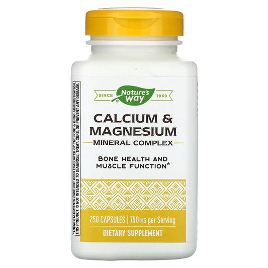 Complejo de Calcio y Magnesio 750mg de Nature's Way  | Contribuye en la función Ósea y Muscular | 250 cápsulas veganas