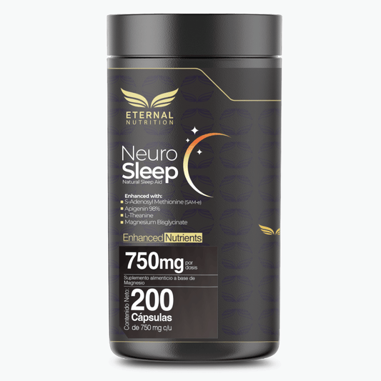 Magnesio, L- Teanina, SAM-e y Apigenina 98 % Neuro Sleep Eternal Nutrition | Descanso y relajación | 200 Cápsulas