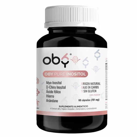 Myo- Inositol, D-Chiro Inositol, Ácido Fólico y Arándano 701 mg Oby | Apoyo Hormonal | 60 Cápsulas