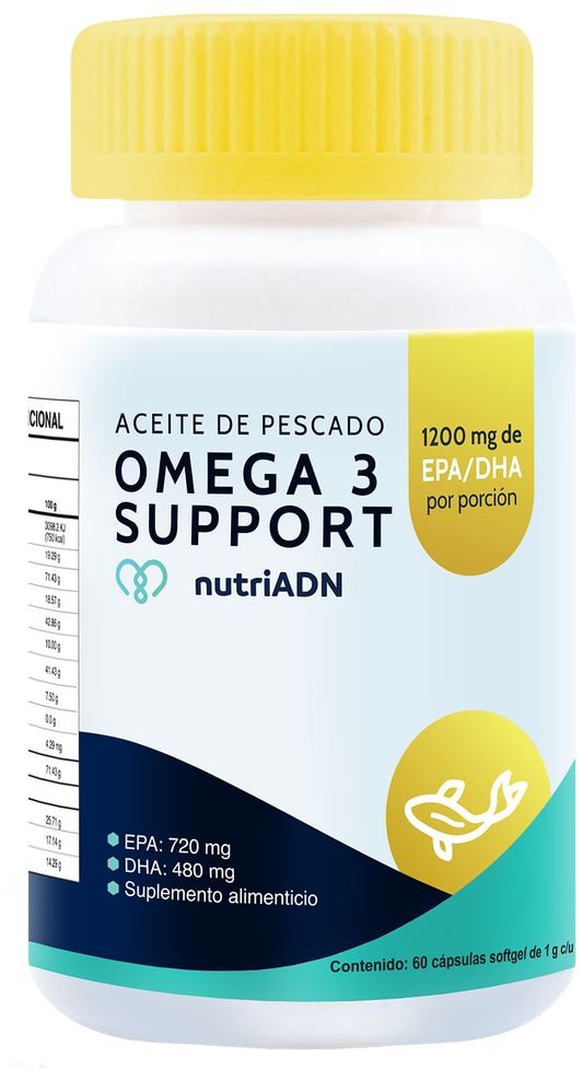 Soporte de Omega 3 con DHA + EPA 1200mg de NutriADN | Contribuye en la acción antiinflamatoria del cuerpo | 60 Cápsulas Blandas