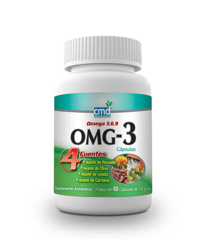 DUO: Omega 3 EPA - DHA, Omega 6 y Omega 9 1.6g de CMD By Biofarma OMG 3  | Apoyo Cardiovascular - Desarrollo Cognitivo | Duo: 120 cápsulas