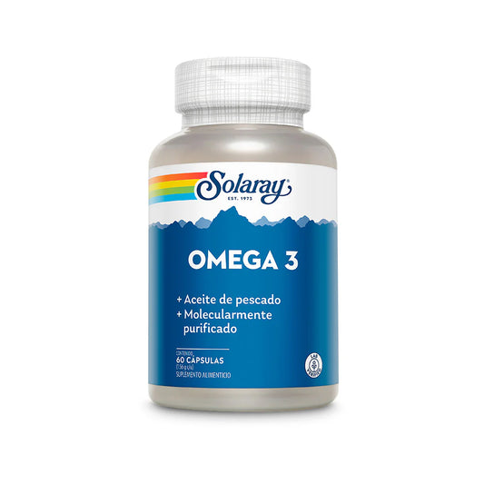 Omega 3 de Solaray (180 mg EPA + 120 mg DHA) con Vitamina E | Sistema cardiovascular, función cerebral y propiedades anti inflamatorias | 60 cápsulas blandas