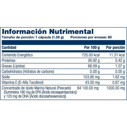 Omega 3 de Solaray (180 mg EPA + 120 mg DHA) con Vitamina E | Sistema cardiovascular, función cerebral y propiedades anti inflamatorias | 60 cápsulas blandas