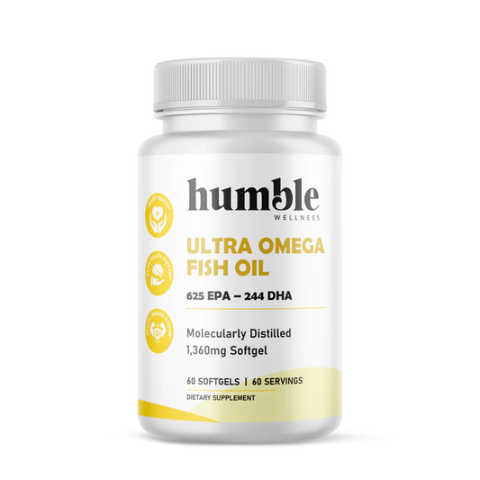 EPA 625 mg - DHA 244 mg | Aceite de Pescado Molecularmente Destilado 1360mg de Humble | Apoyo Cardiovascular y Cognitivo | 60 Cápsulas Blandas