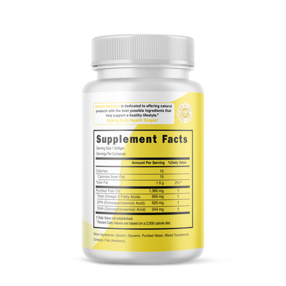 EPA 625 mg - DHA 244 mg | Aceite de Pescado Molecularmente Destilado 1360mg de Humble | Apoyo Cardiovascular y Cognitivo | 60 Cápsulas Blandas