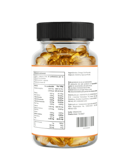 Omega 3 Espectro Completo de Briah | Función Cardiovascular y Cognitiva |  60 Cápsulas