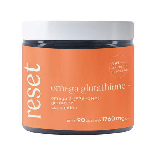 Omega 3 (EPA y DHA), glutatión reducido, curcuminoides y extracto de pimienta negra | Omega Glutathione+ de Reset | Apoyo Antioxidante | 90 cápsulas