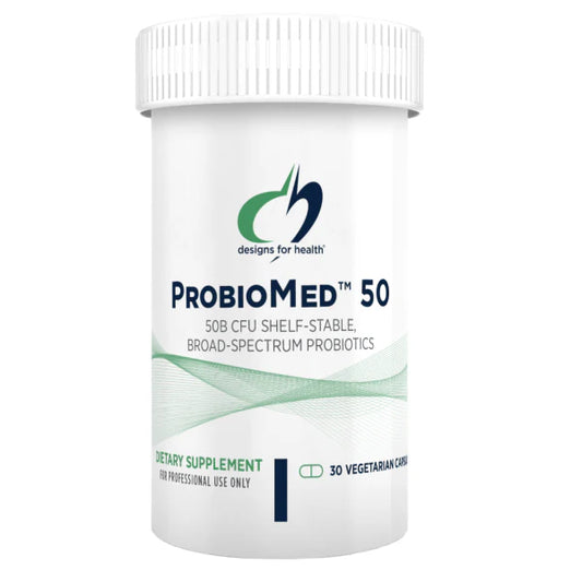 Mezcla de Probióticos 350mg 50 Mil Millones de UFC ProbioMed™ 50 de Designs for Health | Bienestar Digestivo e Inmunitario | 30 Cápsulas Vegetales