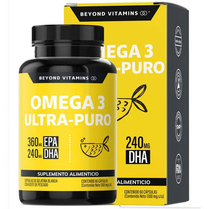 Omega 3 Ultra-Puro Beyond Vitamins 360 mg EPA 240 mg DHA  |  60 cápsulas