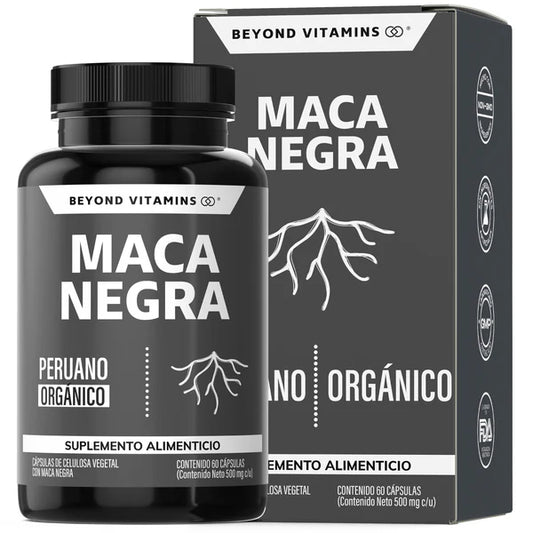 Maca Negra orgánica peruana de Beyond Vitamins | Memoria y Concentración | 60 cápsulas vegetales