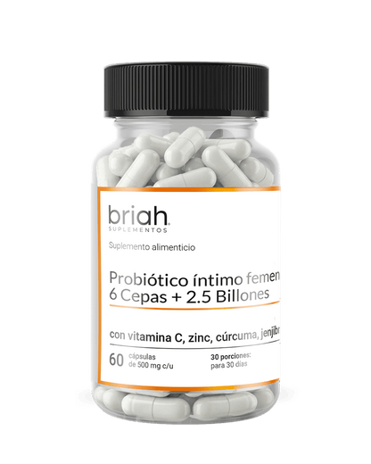 Probiótico + Prebiótico Vaginal de Briah | Mezcla Probiótica 6 cepas 2.5 UFC | 60 cápsulas para 30 días