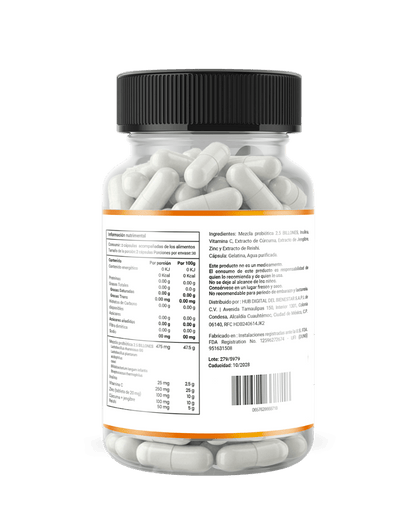 Probiótico + Prebiótico Vaginal de Briah | Mezcla Probiótica 6 cepas 2.5 UFC | 60 cápsulas para 30 días