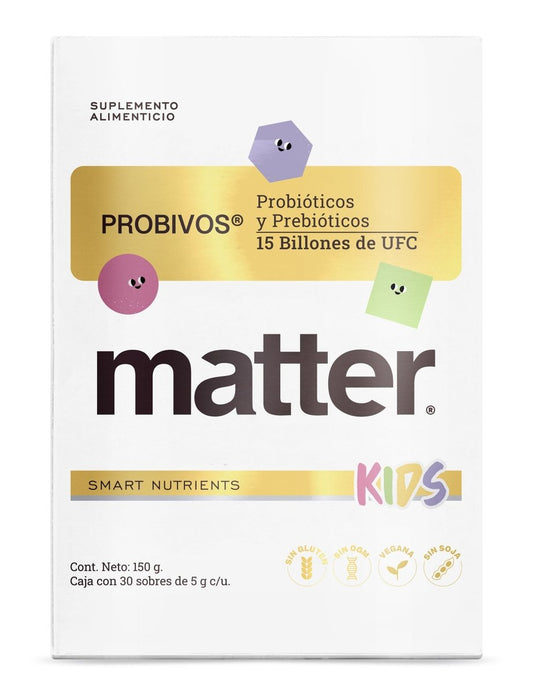 Probióticos kids Probivos de Matter | Digestión saludable, apoya el sistema inmune | 30 sobres 10 gr