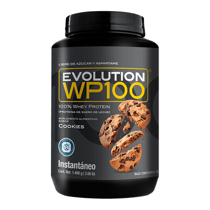 Proteína de Suero de Leche (Whey) Instantánea Sabor Chocolate u otros sabores 32.8g de Evolution WP100 |  1.4kg o 2.8kg, 42 y 85 porciones