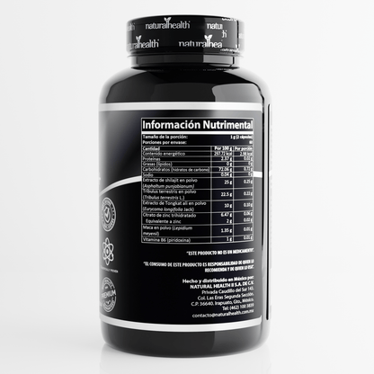 Proyectile 500mg de Natural Health | Maca, Shilajit y Tribulus Terrestris para Energía y Vitalidad Masculina | 120 cápsulas