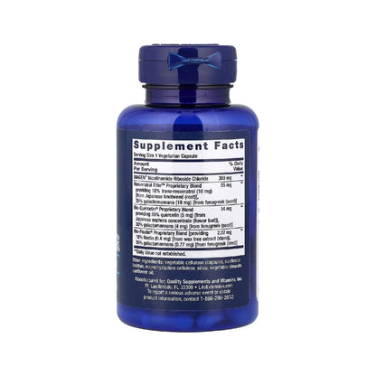 NAD+ 300 mg con Resveratrol de Life Extension | Regenerador celular - Contribuye a aumentar y potenciar la energía y la longevidad celular | 30 cápsulas vegetales