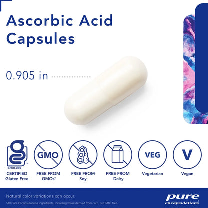 Vitamina C 1000 mg Pure Encapsulations | Función inmune, protección antioxidante | 90 cápsulas