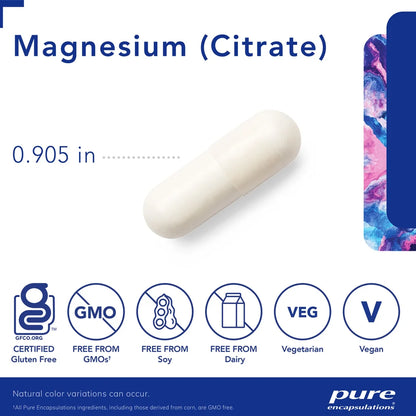 Citrato de Magnesio Pure Encapsulations 150 mg | Función neuromuscular | 90 cápsulas
