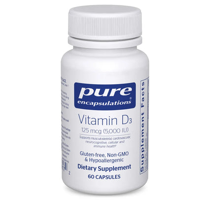 Vitamina D3 5000 UI Pure Encapsulations | Absorción y utilización del calcio | 60 cápsulas