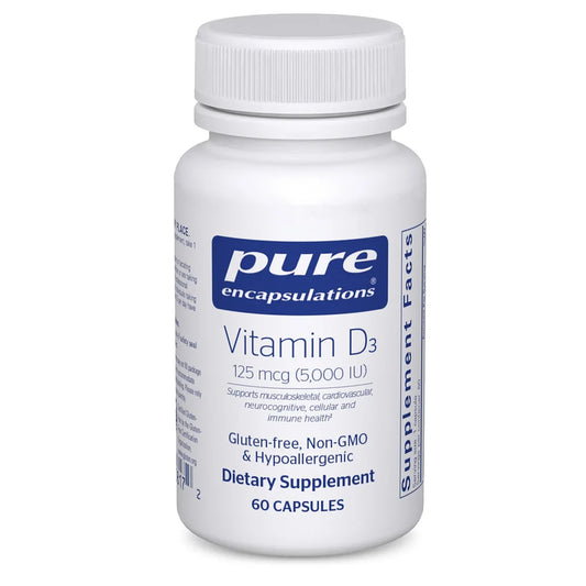 Vitamina D3 5000 UI Pure Encapsulations | Absorción y utilización del calcio | 60 cápsulas
