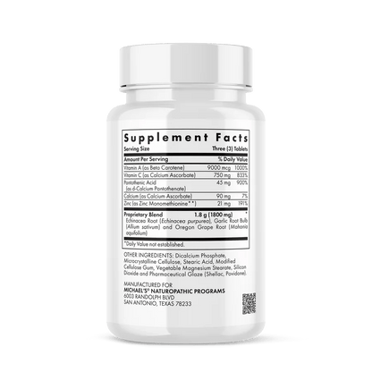 Raíz de uva de Oregón, Equinácea, Vitamina A y Vitamina C, Calcio, Zinc de Michael's Health | Contribuye al funcionamiento óptimo del sistema inmunitario | 60 cápsulas