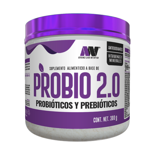 Probio 20 Probióticos y Prebióticos con Vitaminas y Minerales de Advance Labs Nutrition | Contribuye a la salud digestiva, flora intestinal y niveles de energía | 300g, 30 porciones