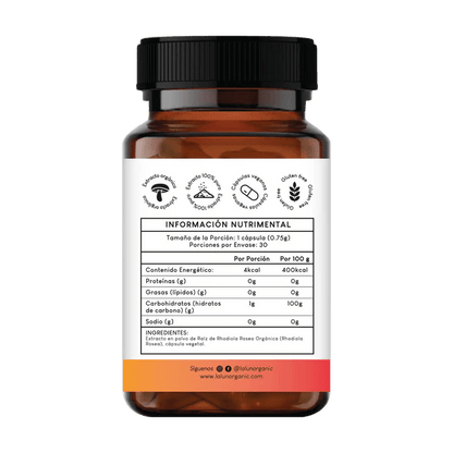 Extracto Puro de Rhodiola Rosea de Lalun | Manejo del Estrés | 30 Cápsulas