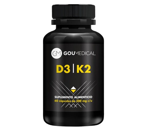 D3 10.000 UI + K2 300mg de Gou Medical | Apoya la función cardiovascular saludable y fortalece los huesos | 60 cápsulas vegetales