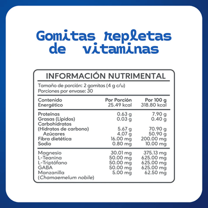 GABA + Magnesio + Pasiflora y Manzanilla 4g Media Luna de Súluu | Promueve un sueño profundo y reparador, actuando sobre el insomnio | 240g en 60 gomitas sabor Menta - Jengibre