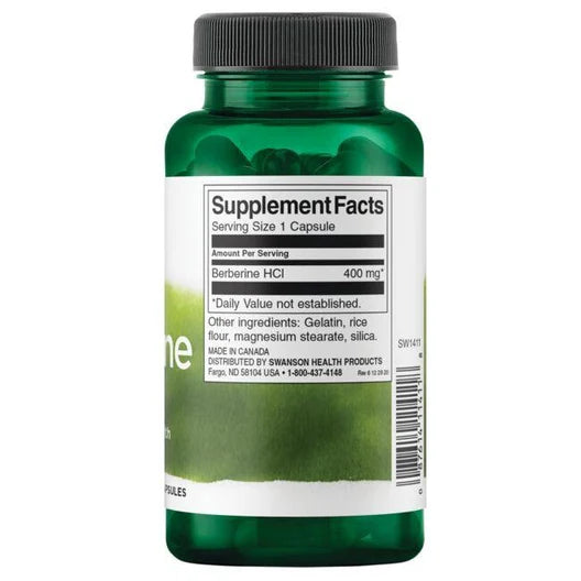 Berberina 400mg de Swanson | Apoyo del Sistema Cardiovascular y Metabólico | 60 cápsulas vegetales