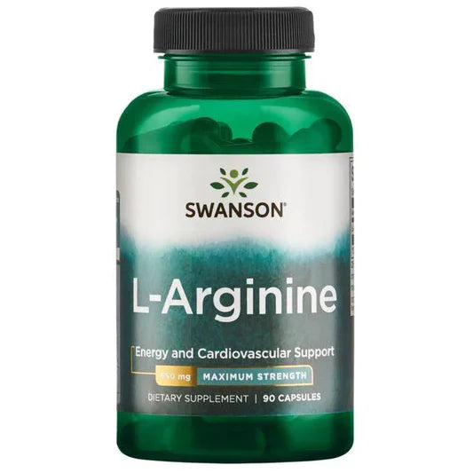 L-Arginina 850 mg de Swanson |  Apoyo Cardiovascular y del Sistema Inmunológico que proporciona energía y resistencia | 100 cápsulas vegetales