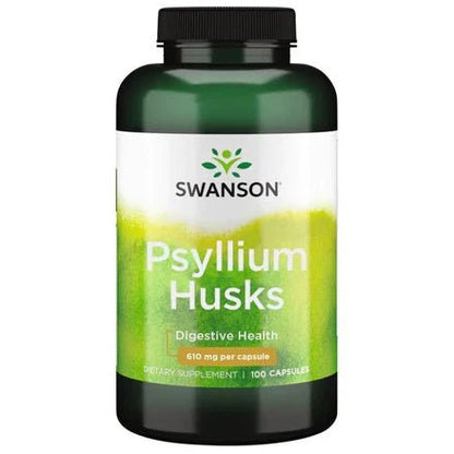 Cáscara Premium de Psyllium 610mg de Swanson | Bienestar Digestivo - Favorece la regularidad intestinal | 100 cápsulas vegetales
