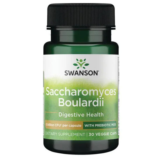 Saccharomyces Boulardii Probiótico de Swanson | Equilibra la flora intestinal saludable y previene el malestar digestivo | 30 cápsulas vegetales